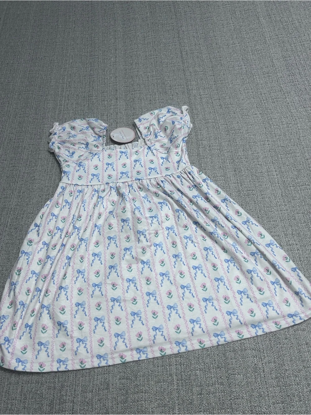 Abby & Evie 2 Piece Set White Blue Embroidered Bows Smocking w Bloomers NWT Sz 3